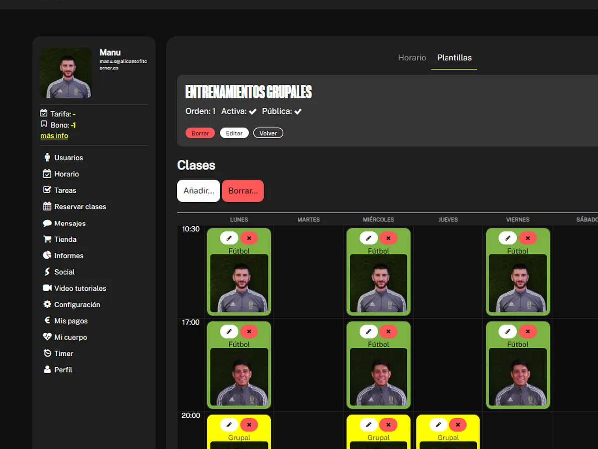 App para reserva de entrenamientos grupales de Alicante Fit Corner